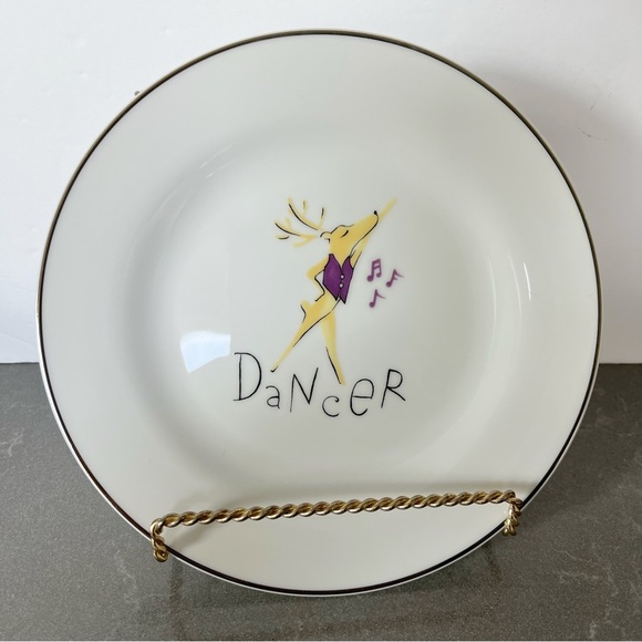Pottery Barn limited edition discontinued reindeer salad dessert plate set of 3 - Picture 3 of 9